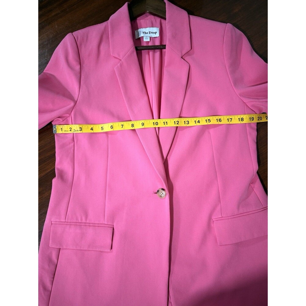 The Drop Women's Pink Lined Long Blazer M Button Closure Pockets Long Sleeve - Picture 9 of 12
